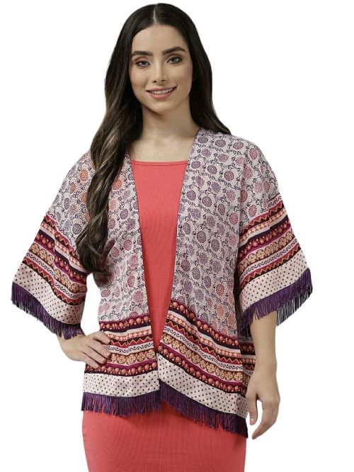 Fabslo Womens Purple Color Shrug