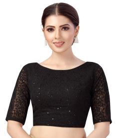 Drapshe Women's Georgette Elbow Length Sleeves Chikankari Saree Blouse