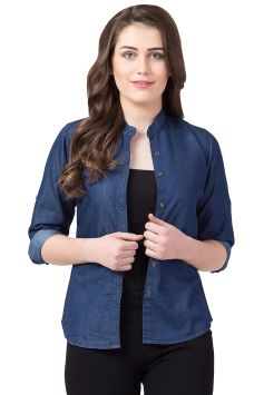 Drapshe Women's Casual Mandarin Collar Shirt