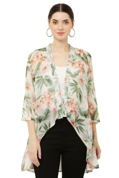 Fabslo Women's Casual Chiffon Floral Print Long Shrug