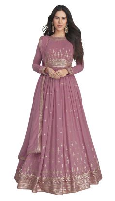 Fabslo Georgette Embroidered Semi-Stitched Gown for Women